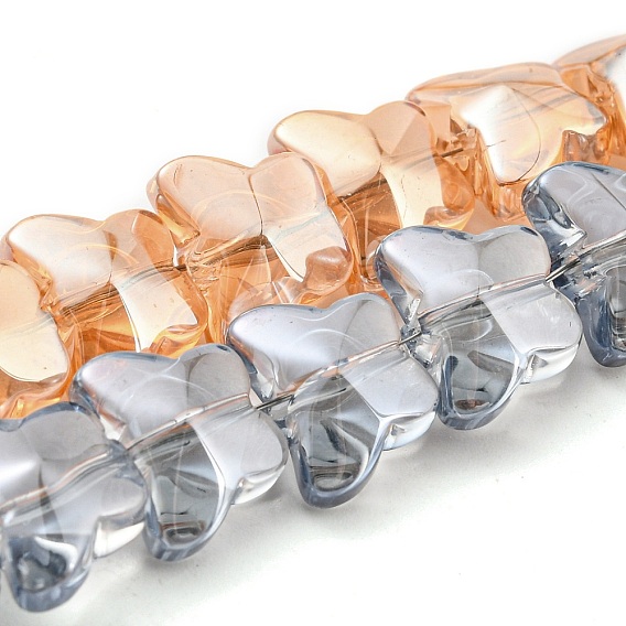 Pearl Luster Plated Electroplate Transparent Glass Beads Strands, Butterfly