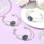 Natural Abalone Shell Paua Shell Flat Round Brass Open Cuff Bangles