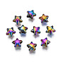 Rack Plating Rainbow Color Alloy Beads, Cadmium Free & Nickel Free & Lead Free, Star