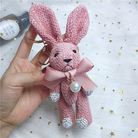 Cute Cartoon Bunny Keychain with Pineapple Pattern for Girls' Bags and Cars