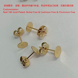 Placage ionique (ip) 304 conclusions de boucles d'oreilles en acier inoxydable, sans nickel, sans cadmium et sans chrome, plat rond