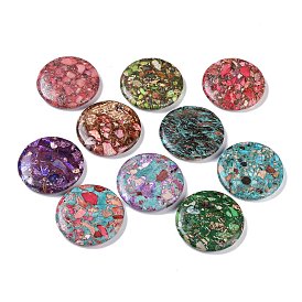 Dyed Synthetic Imperial Jasper Flat Round Figurines Ornaments, for Home Desktop Decoration