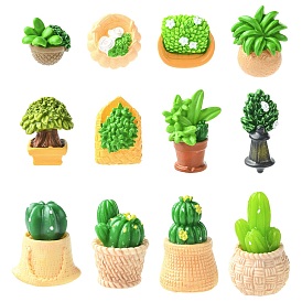48Pcs 12 Styles Resin Bonsai Display Ornaments, Miniature Landscape Garden Decoration Accessories