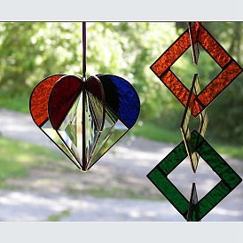 Décoration pendentif coloré en acrylique en forme de cœur multi-faces