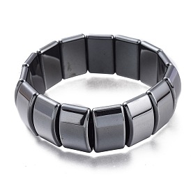 Synthetic Non-magnetic Hematite Beads Stretch Bracelets, Rectangle