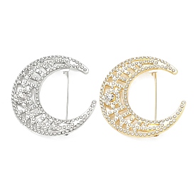 Broches de solapa de aleación con diamantes de imitación para ropa, luna