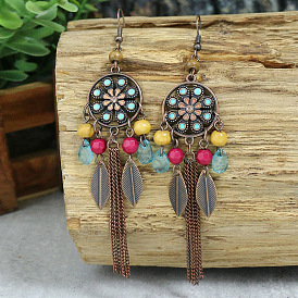 Bohemian Tassel Earrings with Vintage Crescent Chain Ear Drops and Palace Style, Elegant Retro Jewelry