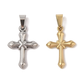 PVD Vacuum Plating 304 Stainless Steel Pendants, Cross Charm, Religion