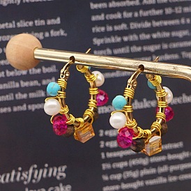 Boho Chic Crystal Pearl Gemstone Ethnic Earrings for Women