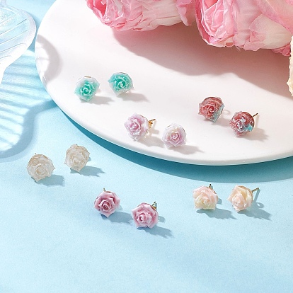 Пластиковые серьги, цветок, с 304 серьгами из нержавеющей стали