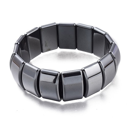 Synthetic Non-magnetic Hematite Beads Stretch Bracelets, Rectangle