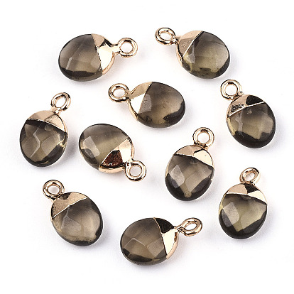 Facettierte Glascharme, mit leicht vergoldeter Eisenschlaufe, ellipsenförmige