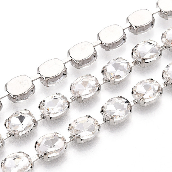 Железо горный хрусталь чашка цепи, с катушкой, овальные, платина