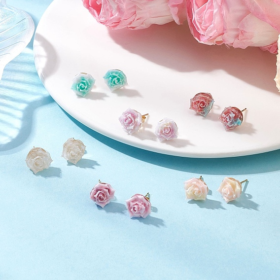 Пластиковые серьги, цветок, с 304 серьгами из нержавеющей стали