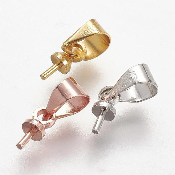 Rack Plating Brass Peg Bails Pendants, for Half Drilled Beads, Long-Lasting Plated