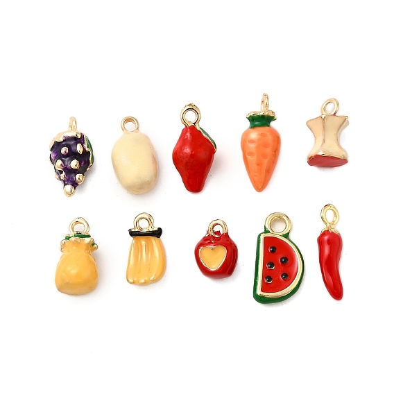 Подвески из эмали и сплава, фрукты и овощи очарование, золотые