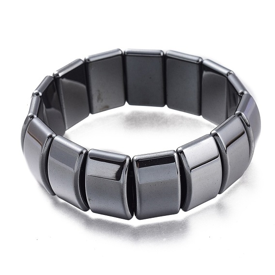 Synthetic Non-magnetic Hematite Beads Stretch Bracelets, Rectangle