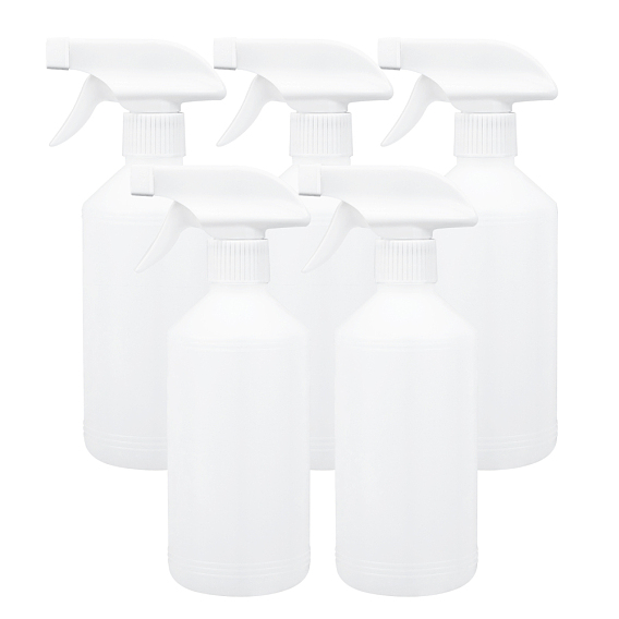 BENECREAT 500ml White Plastic Trigger Spray Bottles with Adjustable Nozzle Empty Mist Spray Bottles for Cleaning Plant Flowers Home Garden