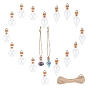 Empty Glass Wishing Bottle Pendants, with Jute Twine