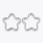304 Stainless Steel Split Key Rings, Keychain Clasp Findings, Flower