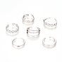 Brass Cuff Toe Rings, Stackable Rings, with Cubic Zirconia, Mixed Style
