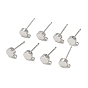 SHEGRACE Brass Stud Earring Findings, Flat Round, with Loop, Cadmium Free & Nickel Free & Lead Free, Long-Lasting Plated