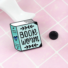 Heart-shaped Book Worm Brooch for Fashionable Western Style Cowboy Bags