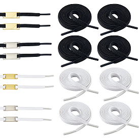 6 пары железных украшений для шнурков, съемная подвеска на шнурке, прямоугольные, с 8шт. шнурками из полиэфирного шнура, плоский