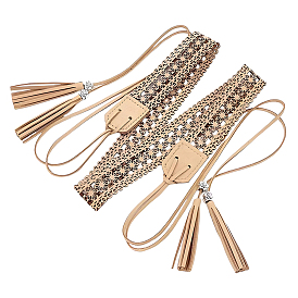 Ремни-цепочки из искусственной кожи в богемном стиле с кисточками, с бусинами из сплава цветов, платина