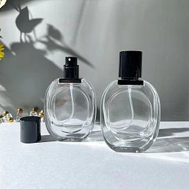 Empty Refillable Glass Spray Bottle, Fine Mist Atomizers, with Plastic Cover, Travel Cosmetic Containers, Oval