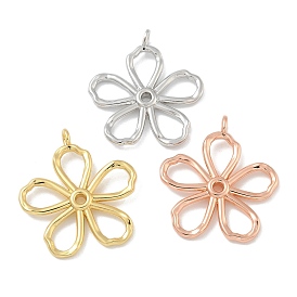 Rack Plating Brass Pendants, Long-Lasting Plated, Lead Free & Cadmium Free, Flower Charms