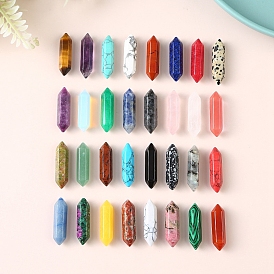 Natural Gemstone Healing Stones, Double Terminated Points Bullet Shaped Stone, for Reiki Balancing