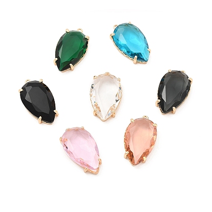 K 9 стеклянные подвески, слезинки, с легкими золотыми тонами латуни, граненые