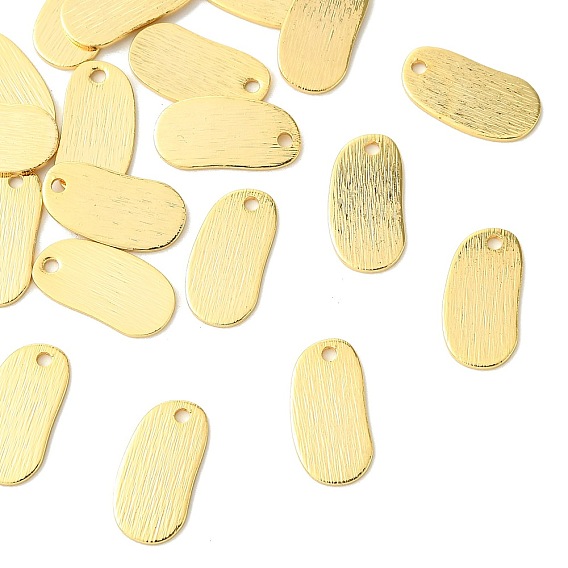 SHEGRACE Brass Pendants, Oval Charms, Stamping Blank Tag, Brushed Finish, Cadmium Free & Lead Free & Nickel Free
