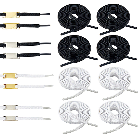 6 пары железных украшений для шнурков, съемная подвеска на шнурке, прямоугольные, с 8шт. шнурками из полиэфирного шнура, плоский