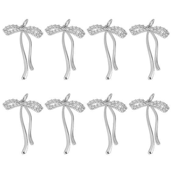 8 кулоны из латуни с микрочастицами и кубическим цирконием., бантом, с целью перехода в кольце, долговечный, без кадмия и без свинца, стойки покрытие