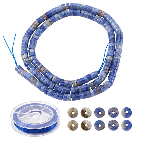 1 нити натуральных содалитовых бусин нити, диск, Heishi бусы, 1 свернуть прочную эластичную эластичную нить