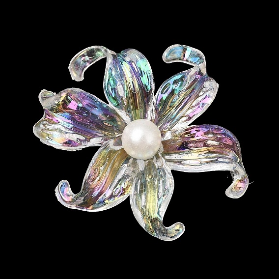 Cabochons de la resina transparente, flor del lirio, con perla de imitación de plástico