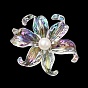 Cabochons de la resina transparente, flor del lirio, con perla de imitación de plástico
