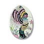 Embossed Retro Acrylic Pendants, for Earring Making, Oval with Bird Pattern
