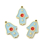 304 Stainless Steel Manual Polishing Charms, with Enamel, Hamsa Hand/Hand of Miriam with Sun