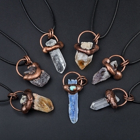 Gemstone with Metal Pendants, Irregular, for Necklaces Making
