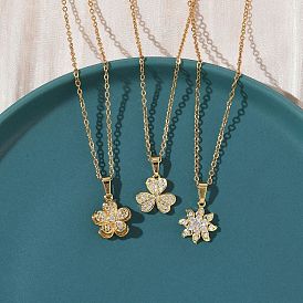 Латунный кулон с микропаве из прозрачного кубического циркония 304 цепочка из нержавеющей стали для женщин, вакуумное покрытие pvd, реальный 18 k позолоченный