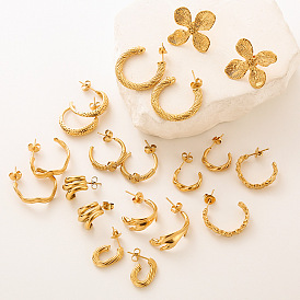 Серьги-гвоздики из нержавеющей стали в форме буквы С, золотые