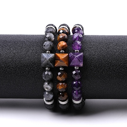Драгоценный камень сплетенные из бисера браслеты, с бусинами из натуральной лавы, пирамида