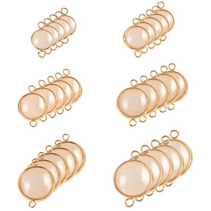 DIY Jewelry Making, 304 Stainless Steel Cabochon Connector Links Settings and Clear Glass Cabochons, Flat Round