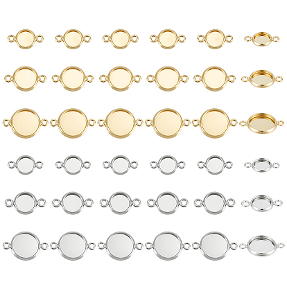 36 шт. 6 стили латунный соединитель кабошон настройки, плоско-круглые
