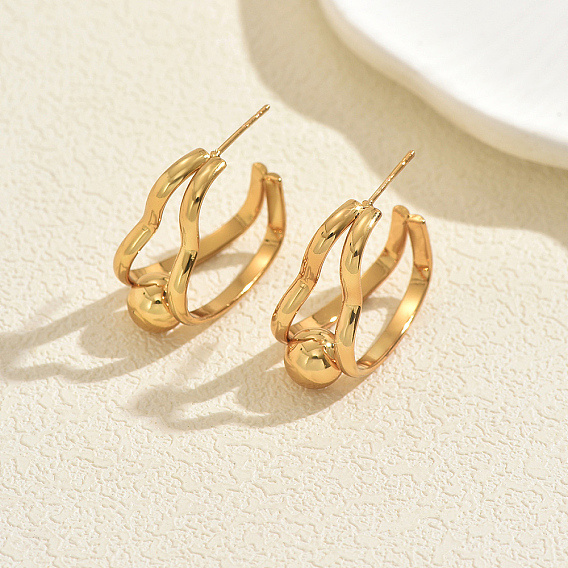 Сердце с круглыми серьгами-гвоздиками из нержавеющей стали