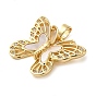 Brass Micro Pave Clear Cubic Zirconia with Acrylic Pendants, Butterfly Charms