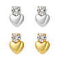 2пары 2цвета, серьги-гвоздики в форме сердца, покрытие из латуни, микропаве, прозрачные кубические цирконии, без кадмия и без свинца